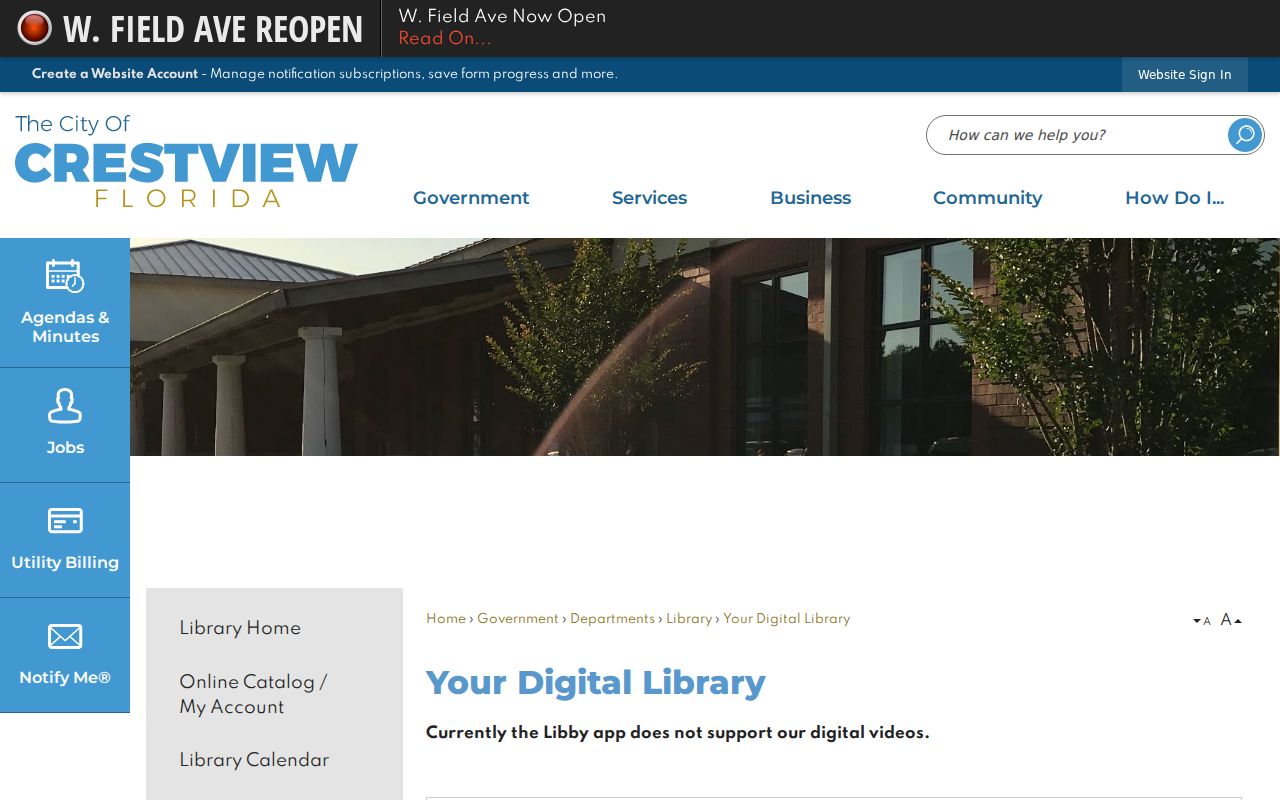 Crestview city directory access through the digital library