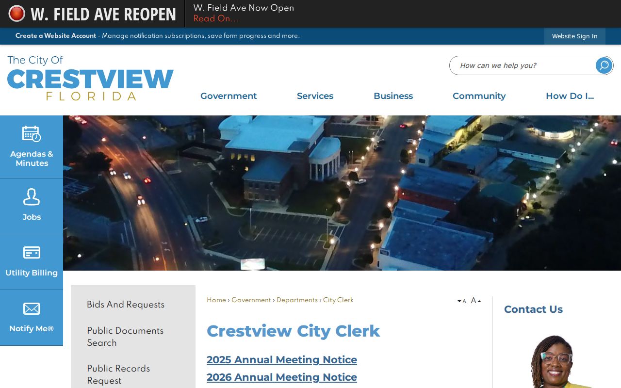 Crestview residents directory City Clerk custodian