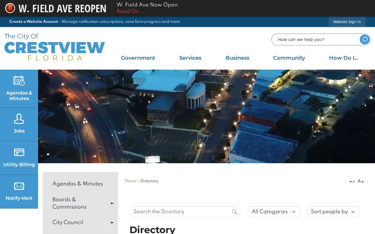Crestview residents directory city staff search